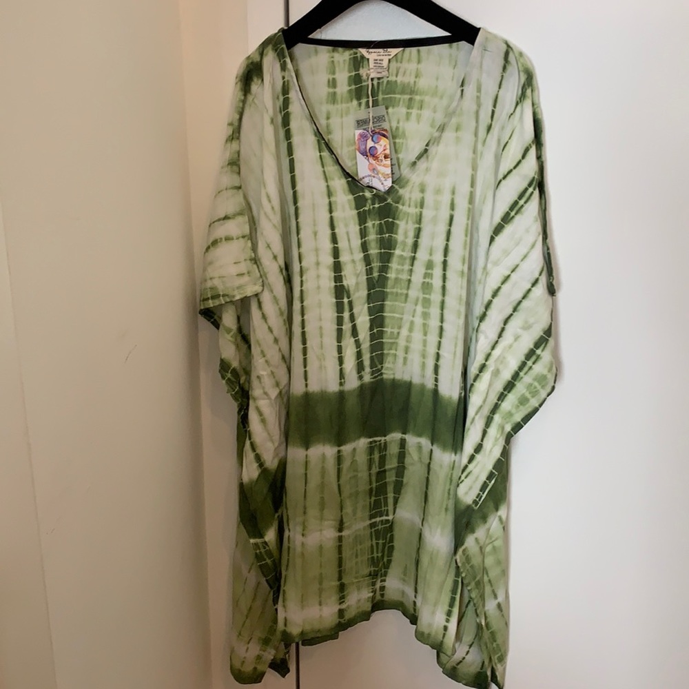 BNWT Green tie dye tunic dress/cover up one size